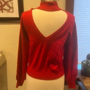Chic Red Open-Back Sweater